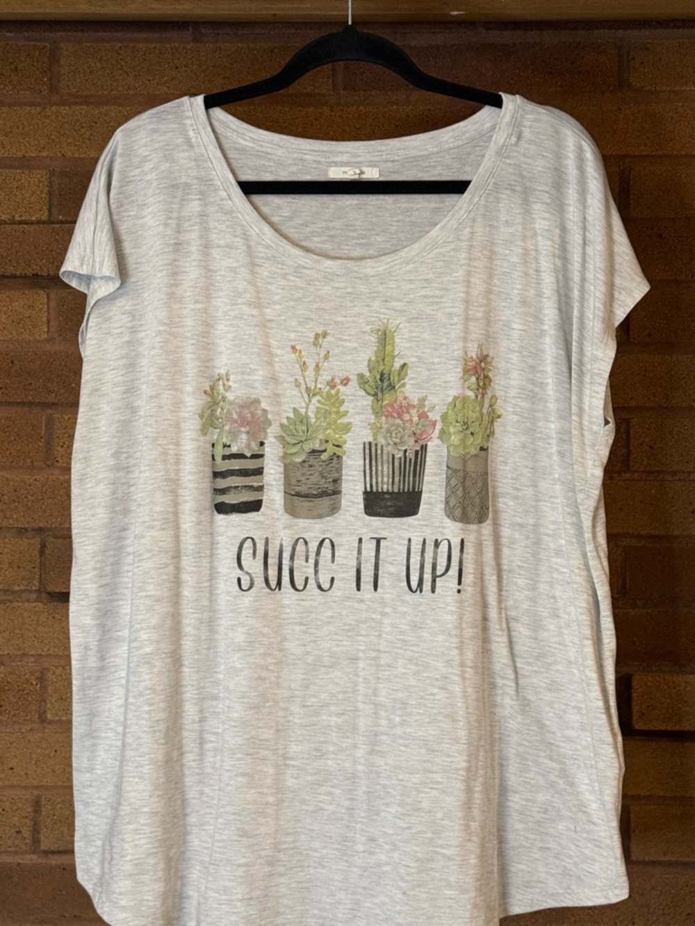 Maurice’s Light Gray Graphic Tee "Succ It Up" with Succulent Print